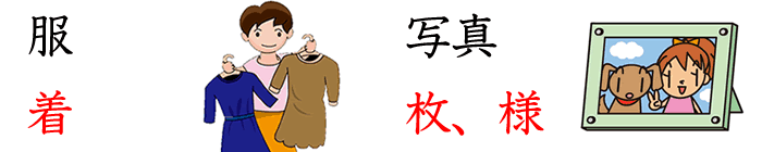 服の数え方は１着２着、写真の数え方は１枚２枚