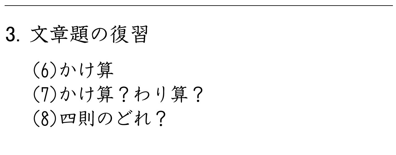 かけ算を使うのか、わり算を使うのか、文章題を通して考え方を身につける練習ができます。