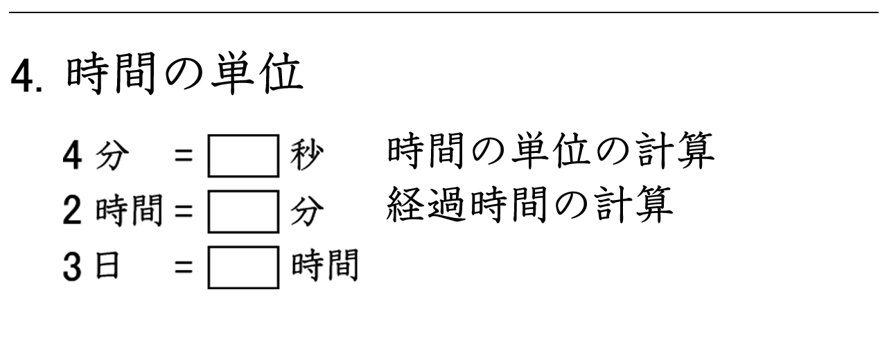 時間の単位の計算と経過時間の計算練習ができます。