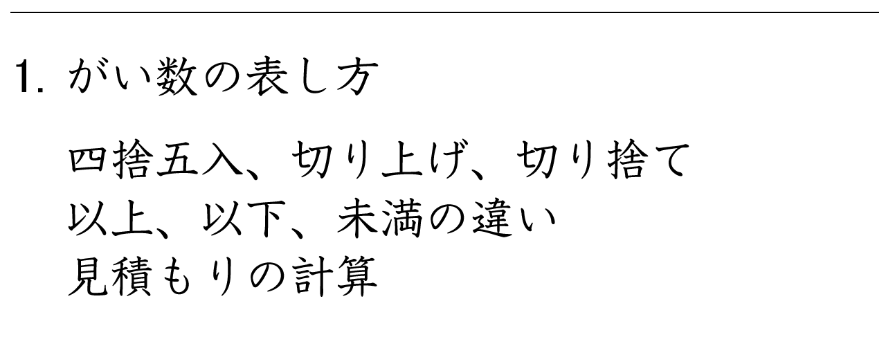 四捨五入・切り上げ・切り捨てでがい数を求め、見積もりをする練習問題