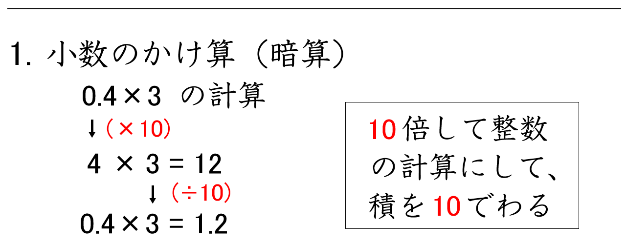 0.3×3など、小数を整数に直して考える小数のかけ算の練習問題