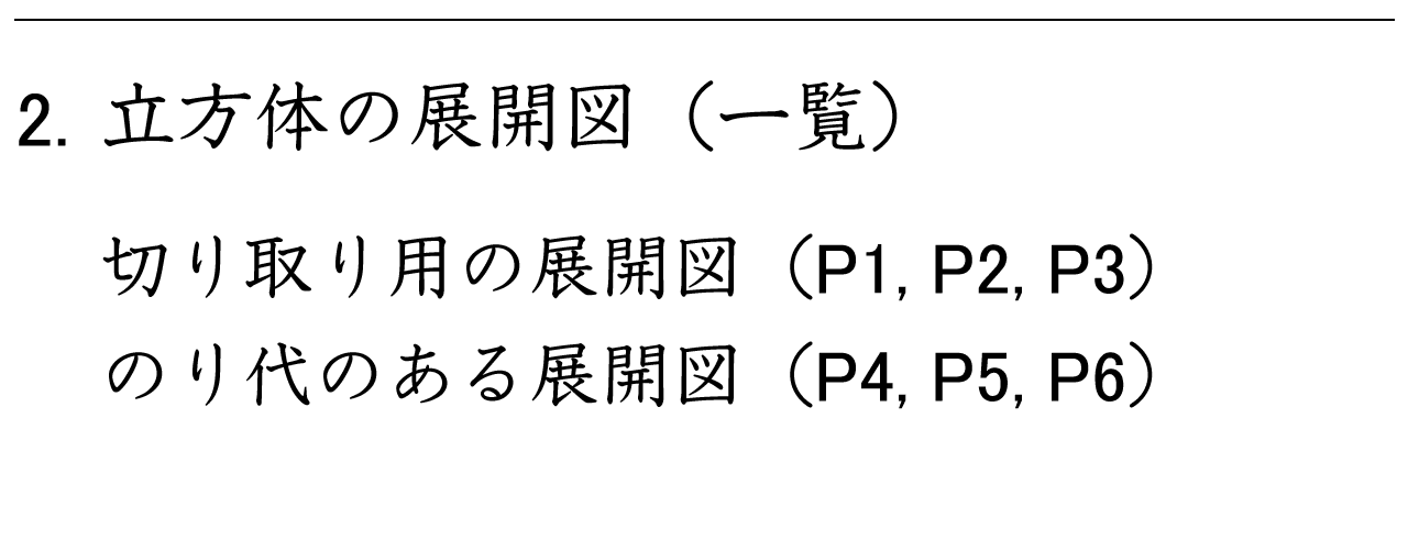 立方体の展開図を印刷して切り取り、組み立てて確かめる学習教材