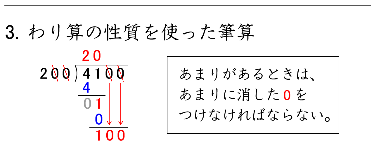 わり算のきまりを使った筆算と、答えを確かめる練習問題