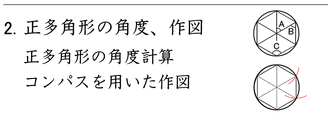 正多角形の角度計算と、コンパスを使った作図の問題
