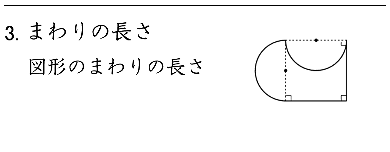 円や半円と長方形を組み合わせた図形のまわりの長さを求める問題
