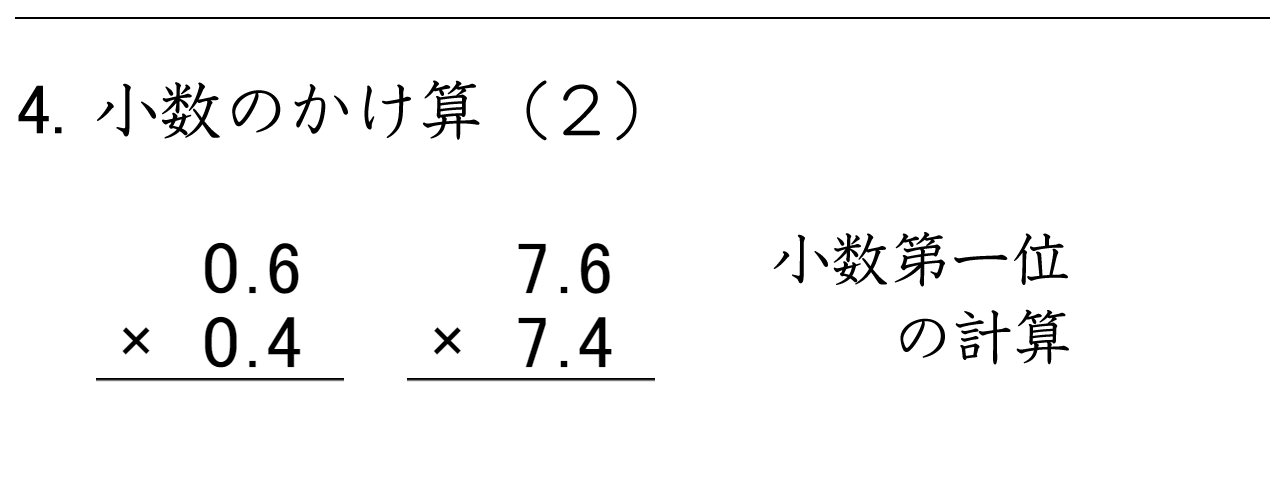小数（小数第一位）×小数（小数第一位）の筆算問題