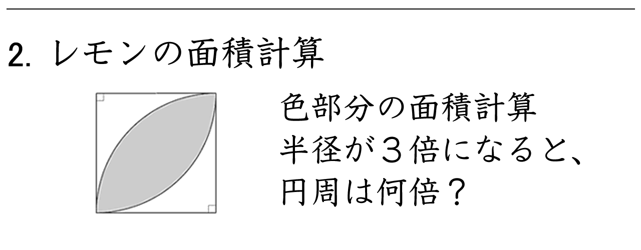 正方形と円を組み合わせた図形の面積を工夫して求める問題