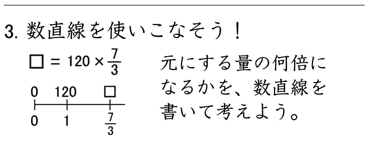 数直線を使って分数の何倍になるかを考える問題