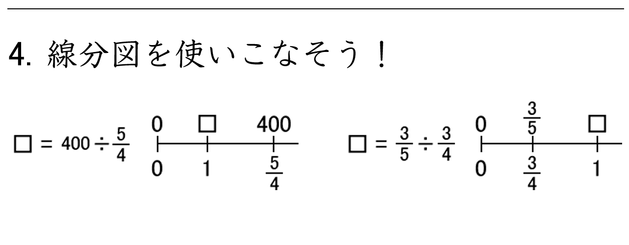 線分図を使って分数が分数の何倍になるかを考える問題
