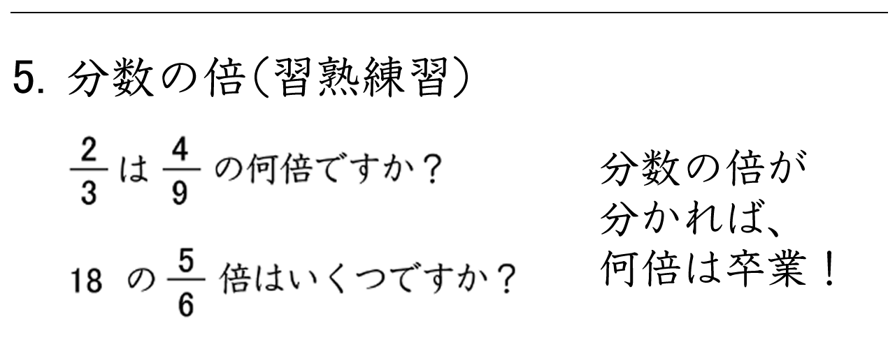 分数が分数の何倍になるかを計算する練習問題