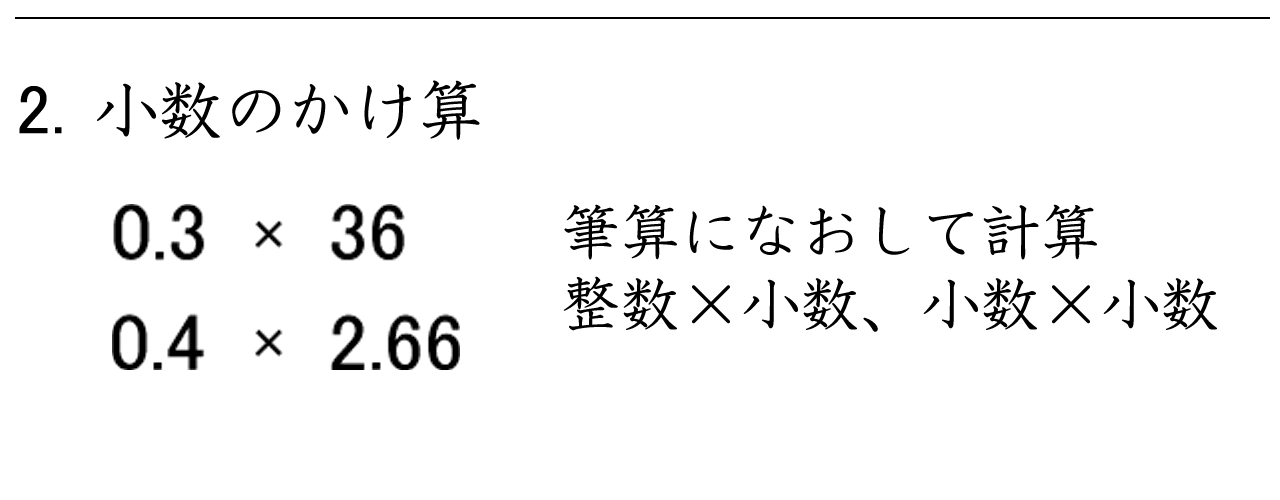 整数✕小数、小数✕小数の筆算練習ができます。