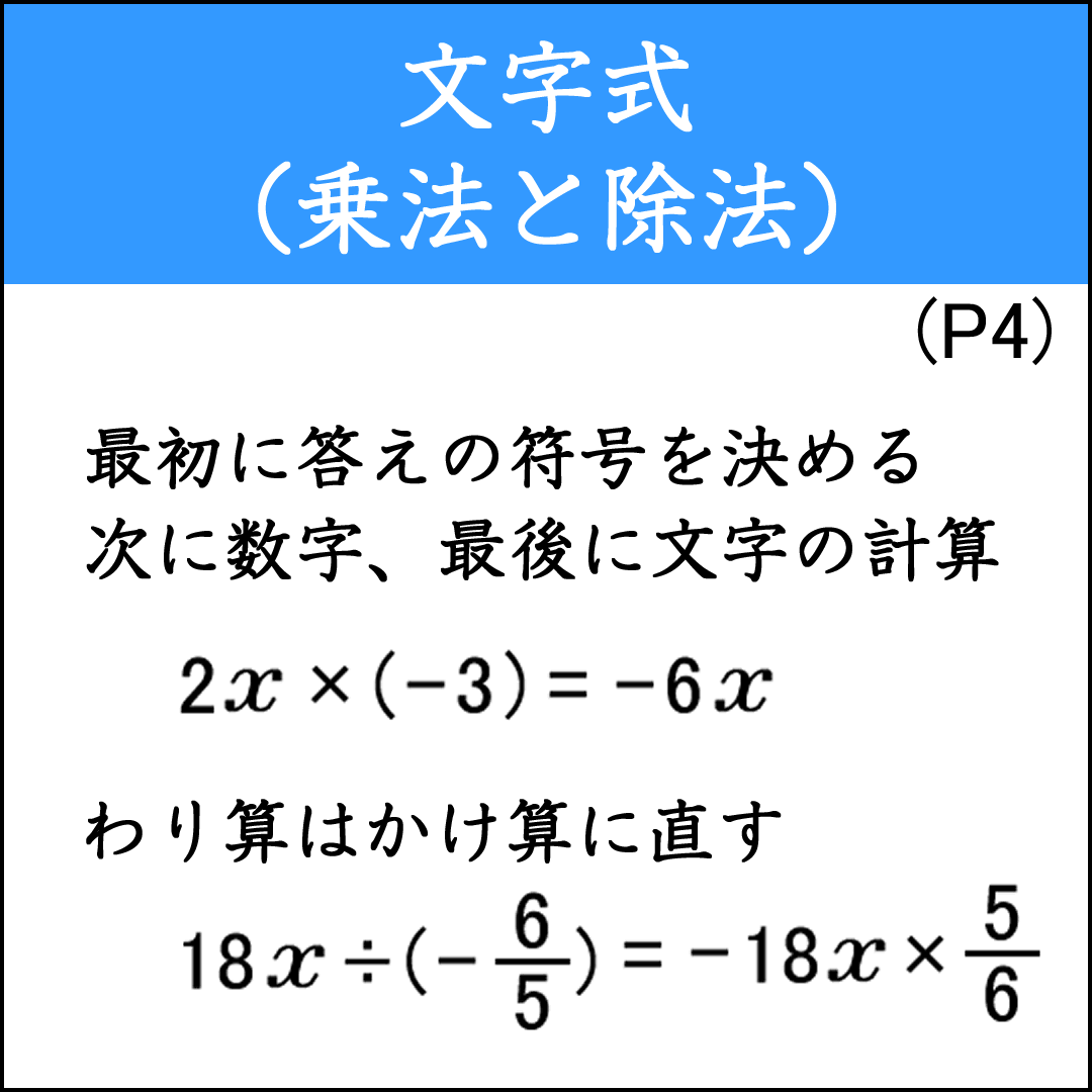 文字式の乗法と除法の基本計算問題