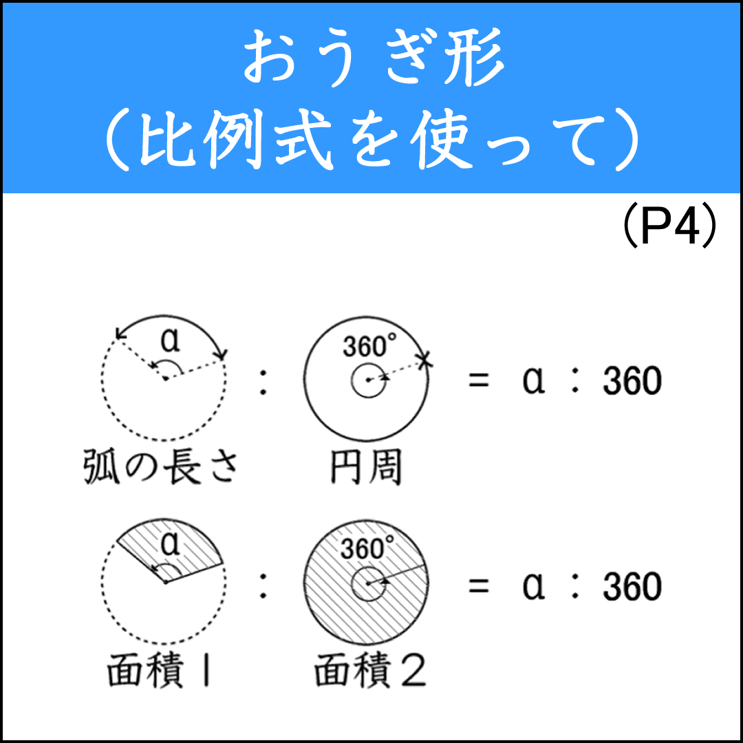 弧の長さや面積の比例式を使って解く問題