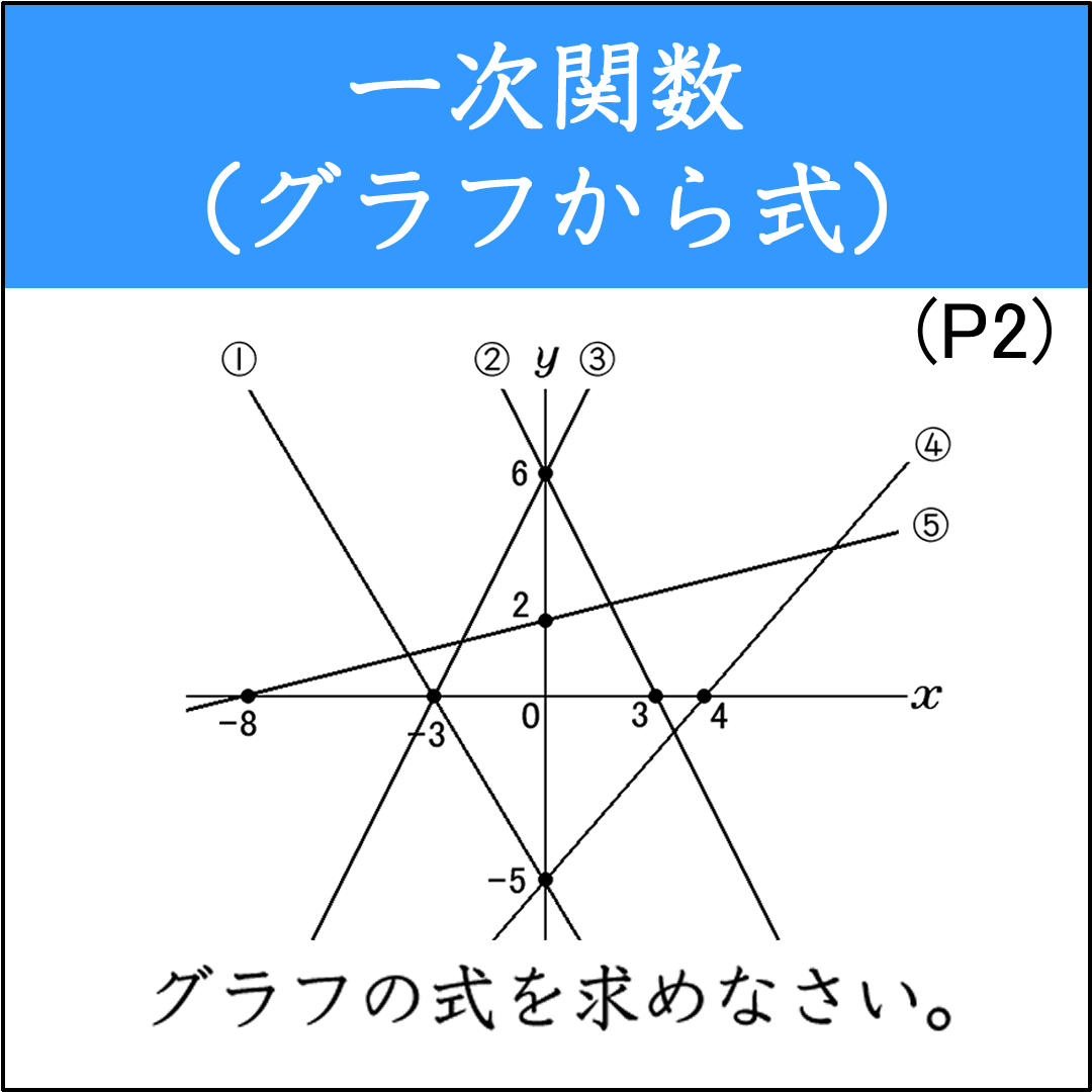 グラフを読んで一次関数の式を求める問題