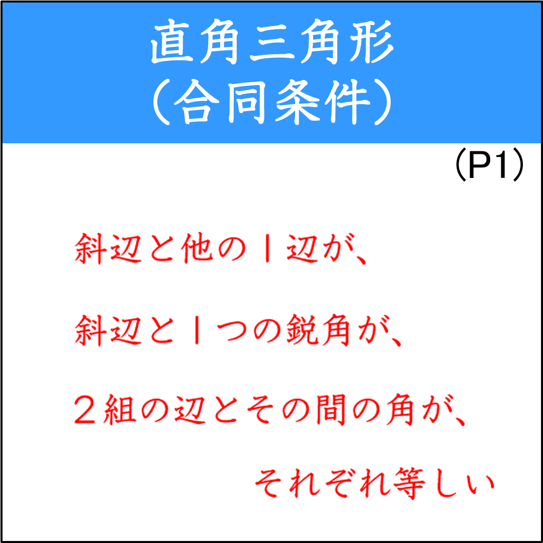直角三角形の合同条件を覚える基本問題