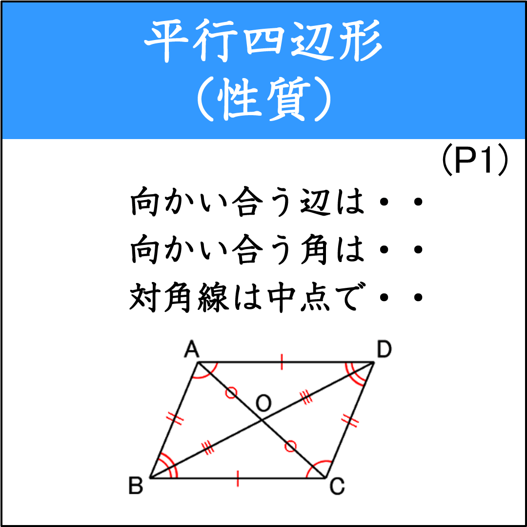 平行四辺形の性質を学ぶ基礎問題