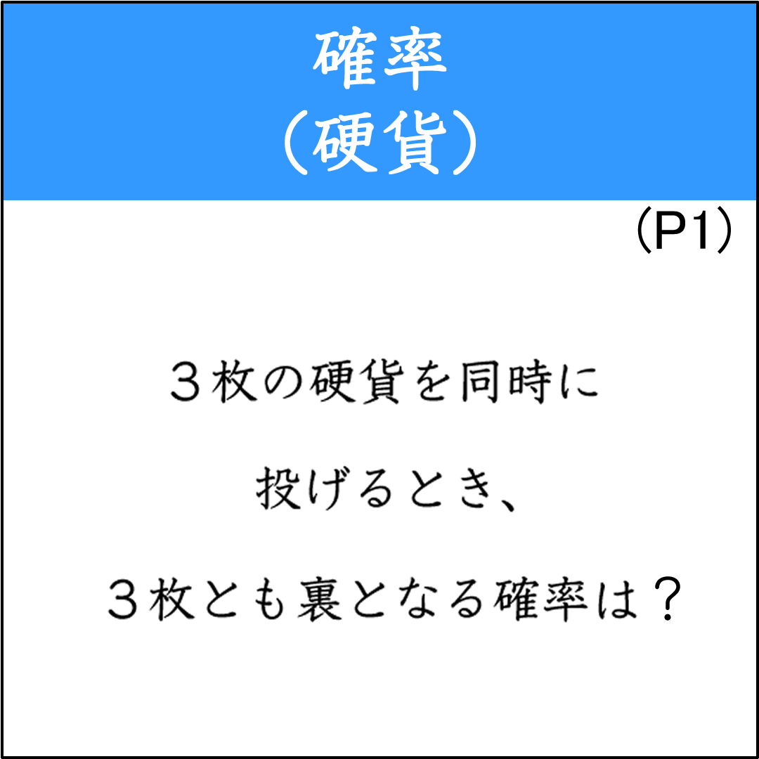 ２枚・３枚の硬貨を同時に投げるときの確率問題