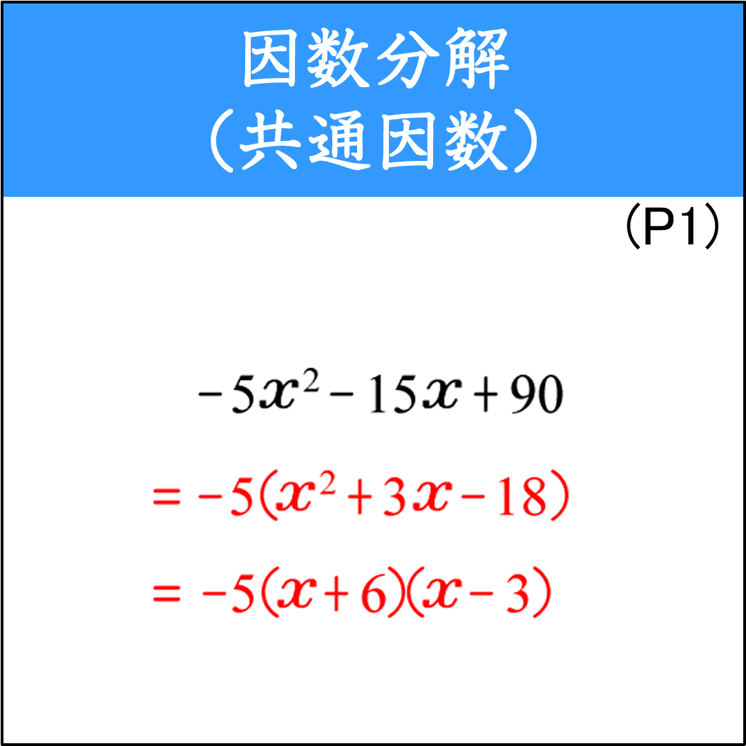共通因数でくくる因数分解の問題