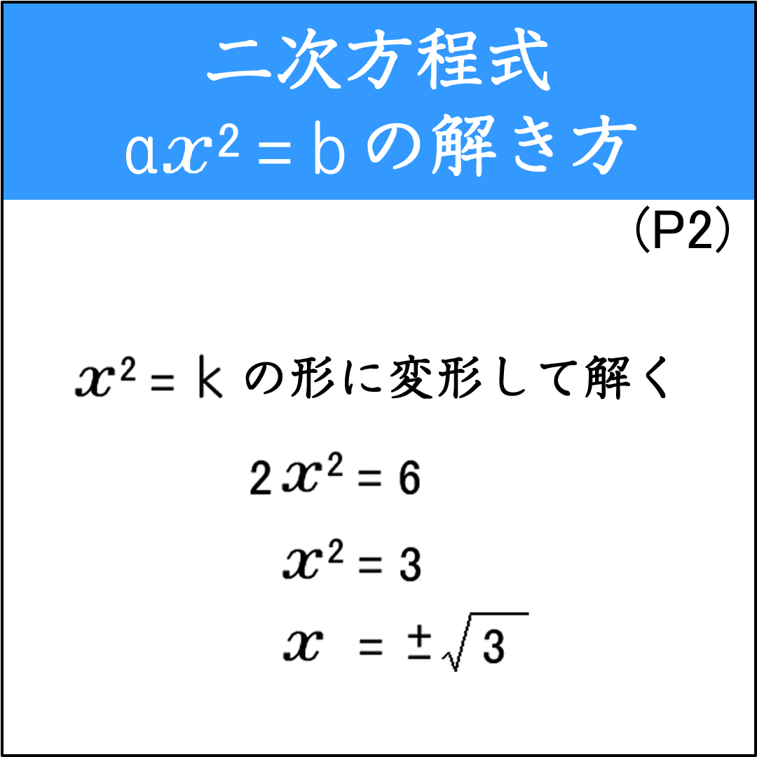 ax²=bをx²=kの形に変形して解く問題