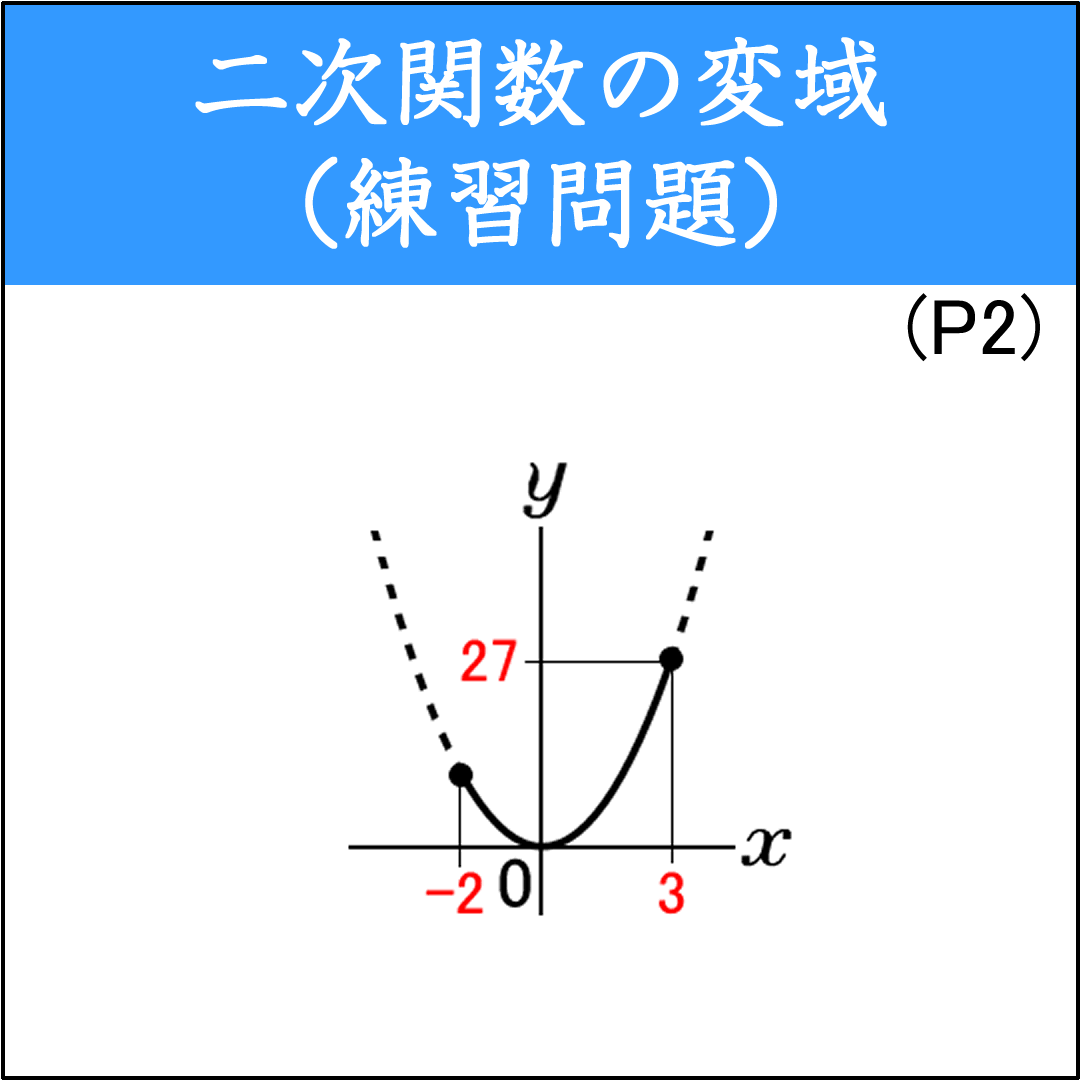 y=ax²のxの変域からyの変域を求める問題